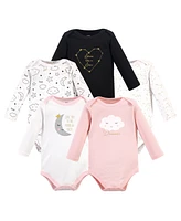 Hudson Baby Girls Cotton Long-Sleeve Bodysuits 5pk