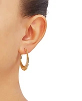 Greek Key Small Round Hoop Earrings in 10k Gold, 25mm