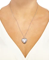 Pink Mother-of-Pearl Heart Locket 18" Pendant Necklace in Sterling Silver