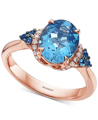 Effy London Blue Topaz (3-1/4 ct. t.w.) & Diamond (1/10 ct. t.w.) Statement Ring in 14k Rose Gold
