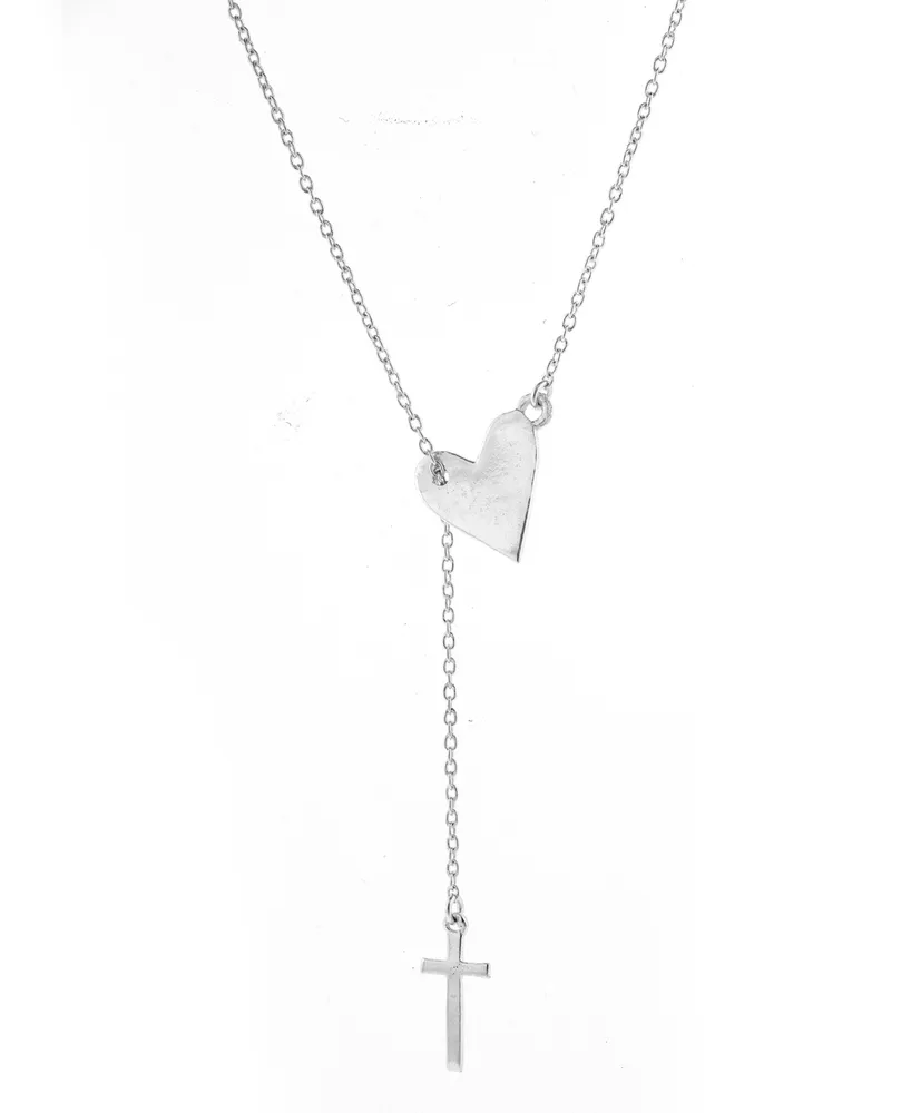 Adornia Heart Cross Lariat Necklace