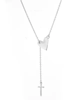 Adornia Heart Cross Lariat Necklace