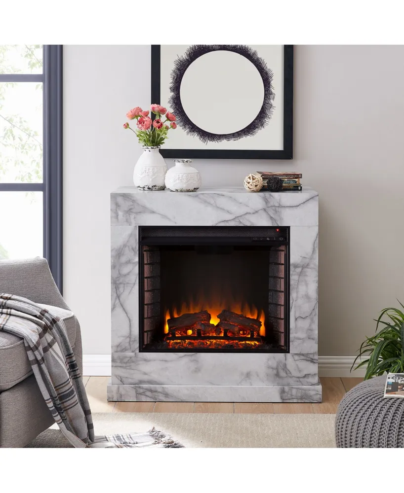 Southern Enterprises Ileana Faux Marble Electric Fireplace