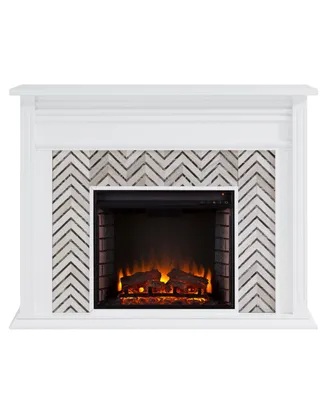 Southern Enterprises Elior Marble Tiled Electric Fireplace