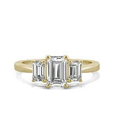 Moissanite Emerald Cut Three Stone Ring 1-1/2 ct. t.w. Diamond Equivalent 14k White or Yellow Gold