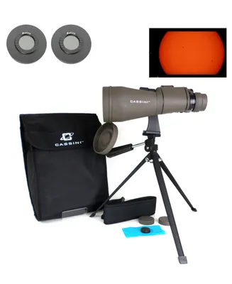 Cassini 10 - 30x Power Zoom Binocular with 60mm Lens and Tabletop Metal Tripod and Solar Filter Caps