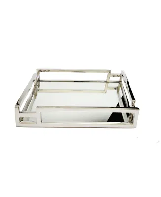 Classic Touch Square Mirror Tray with Layered Loop Design