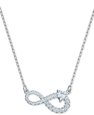 Swarovski Silver-Tone Crystal Infinity Symbol Pendant Necklace, 14-7/8" + 2" extender