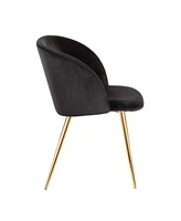 Lumisource Fran Chair Gold Metal and Velvet Set of 2