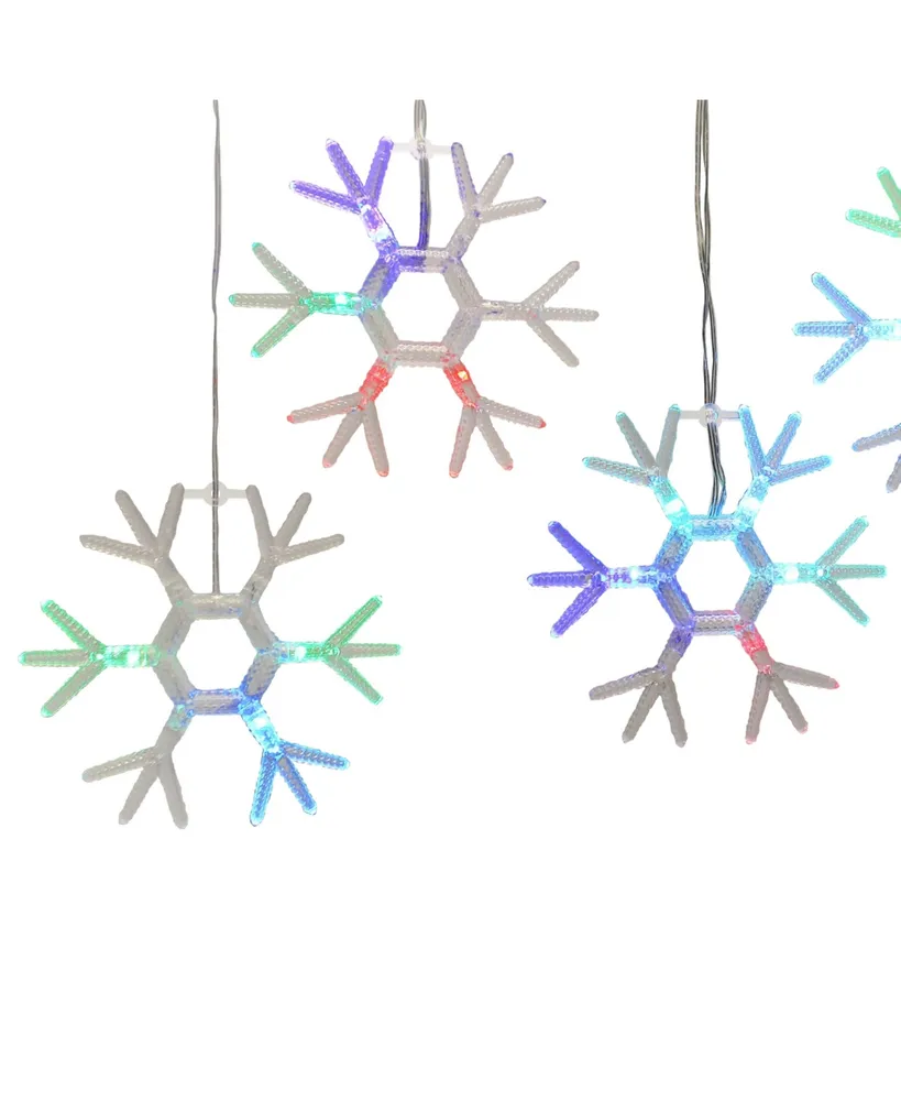 Kurt Adler Snowflake Icicle Fairy Lights with Rgb Led Lights