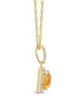 Citrine (1-1/3 ct. t.w.) and Created White Sapphire (1/6 ct. t.w.) Pendant Necklace in 10k Yellow Gold