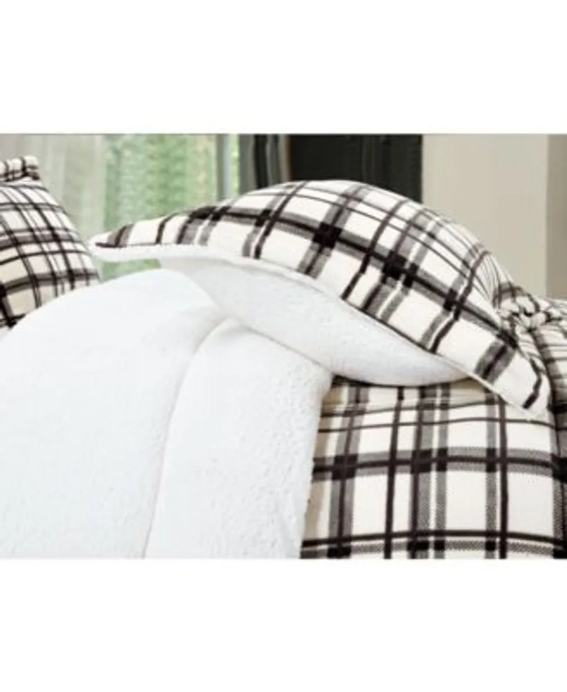 Elegant Comfort Plaid Micromink Sherpa Reversible Down Alternative Microsuede Comforter Sets