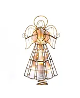 Kurt Adler 10-Light 9.75-Inch Capiz Angel Treetop with Scroll Design and Pearls