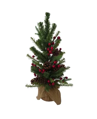 Kurt Adler 24-inch Red Berries and Pinecones Tree