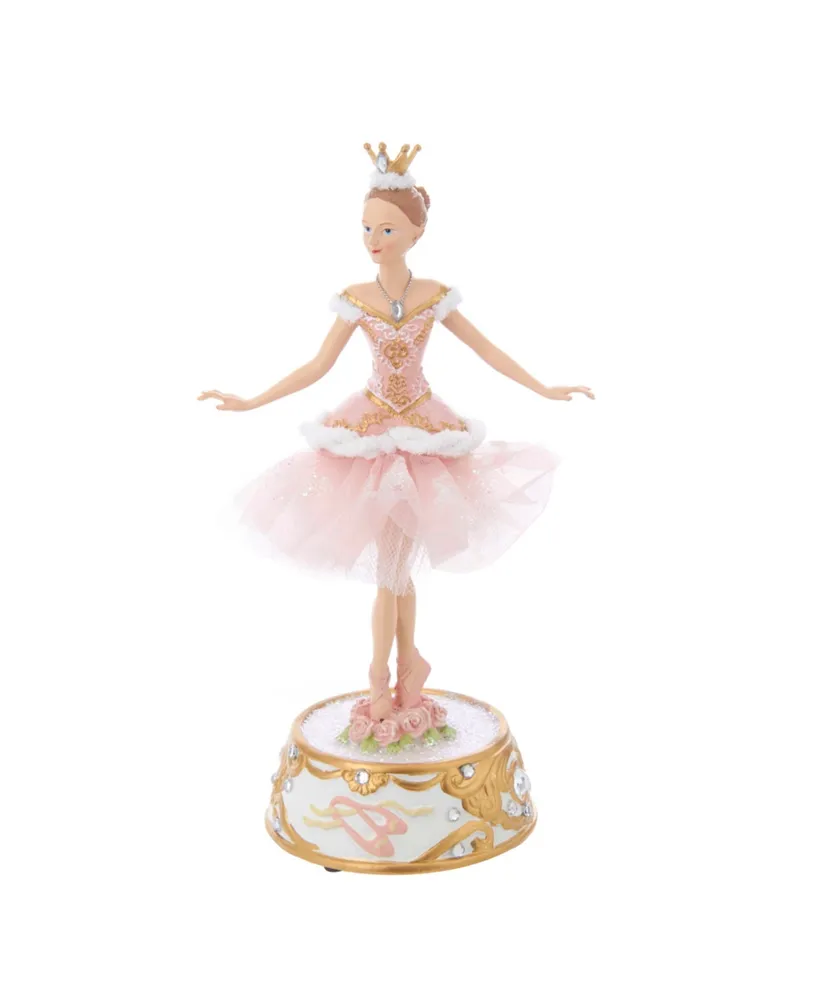 Kurt Adler 10-Inch Pink Ballerina Figure with Musical Base