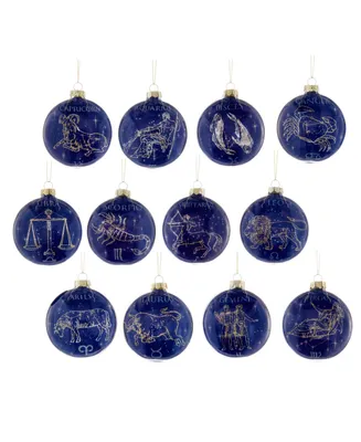 Kurt Adler 80MM Glass Zodiac Ornaments, Set of 12