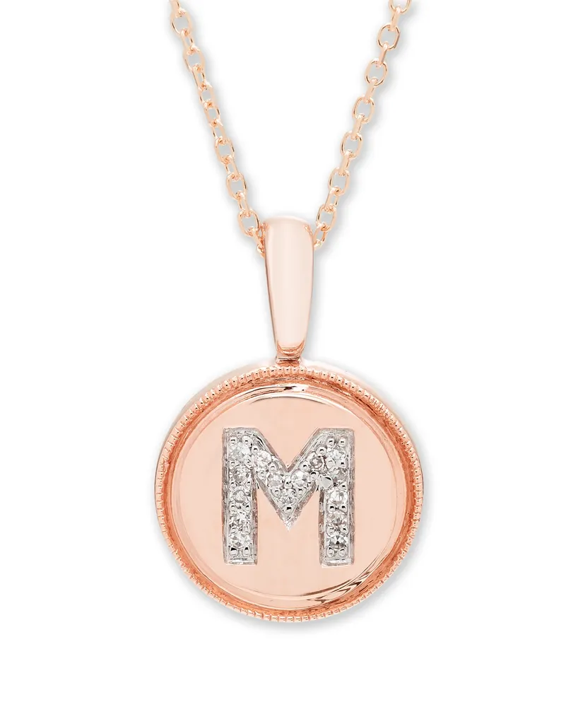 Diamond Accent Initial Pendant in 14k Rose Gold