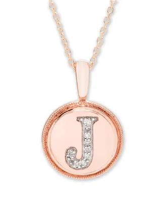 Diamond Accent Initial Pendant in 14k Rose Gold