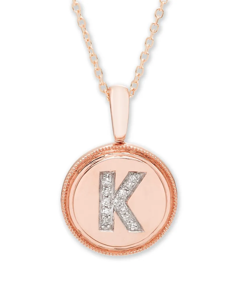 Diamond Accent Initial Pendant in 14k Rose Gold