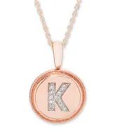 Diamond Accent Initial Pendant in 14k Rose Gold