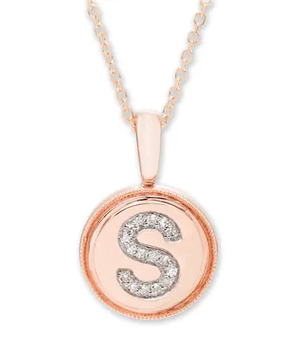 Diamond Accent Initial Pendant in 14k Rose Gold