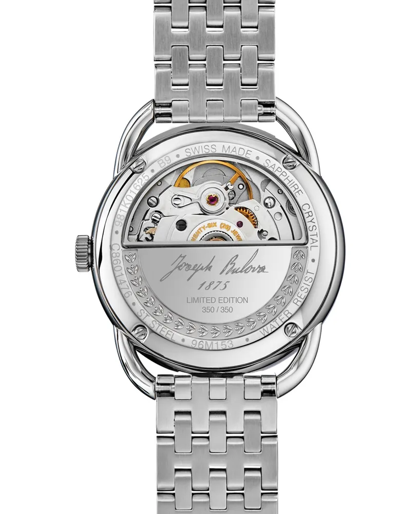 Limited Edition Bulova Women's Swiss Automatic Joseph Bulova Stainless Steel Bracelet Watch 34.5mm