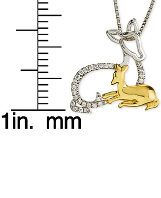 Diamond Dear Mother & Child 18" Pendant Necklace (1/10 ct. t.w.) in Sterling Silver & 10k Gold