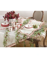 Saro Lifestyle Candy Cane Design Christmas Holiday Table Runner