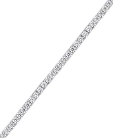 Simulated Cubic Zirconia Alternating Line Bracelet in Silver Plate