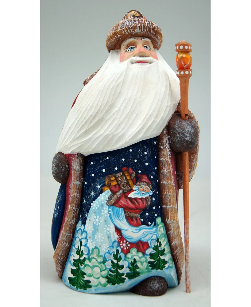 G.DeBrekht Woodcarved and Hand Painted Special Delivery Santa Figurine