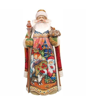 G.DeBrekht Woodcarved and Hand Painted All Through The House Santa Claus Figurine