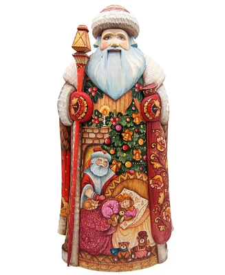 G.DeBrekht Woodcarved and Hand Painted Night Before Christmas Santa Claus Figurine