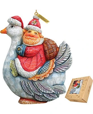 G.DeBrekht Santa On Goose Ornament