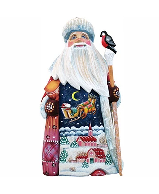 G.DeBrekht Woodcarved and Hand Painted Santa Up-Up and Away Figurine