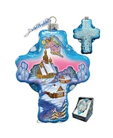 G.DeBrekht Angel Village Cross Glass Ornament