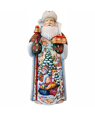 G.DeBrekht Woodcarved and Hand Painted Snow Play Santa Claus Figurine