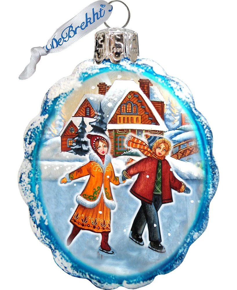 G.DeBrekht Fun Skiing Glass Ornament