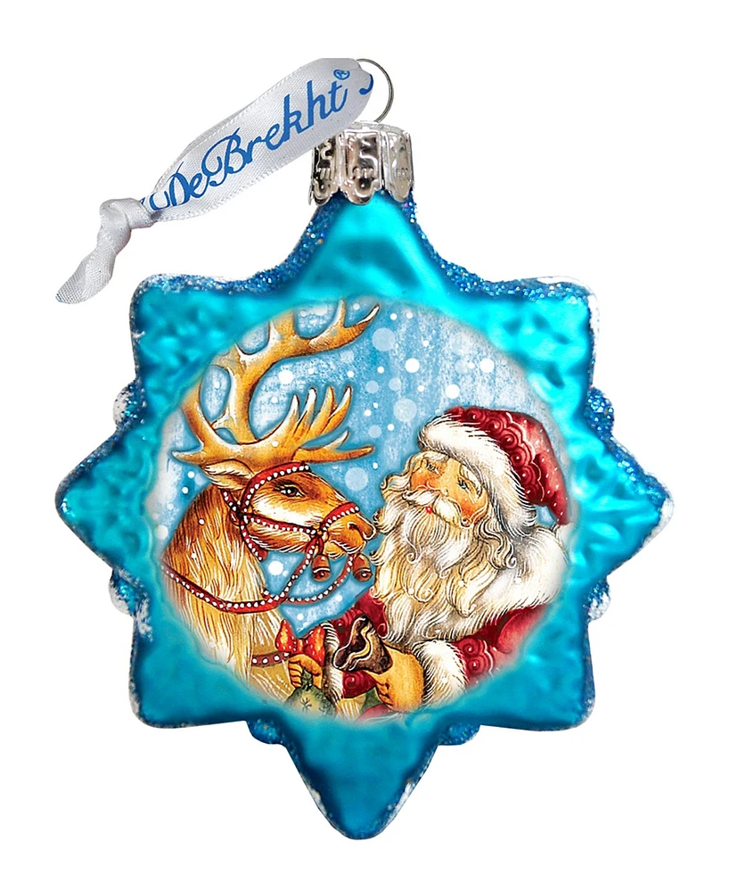 G.DeBrekht Reindeer Santa Glass Ornament