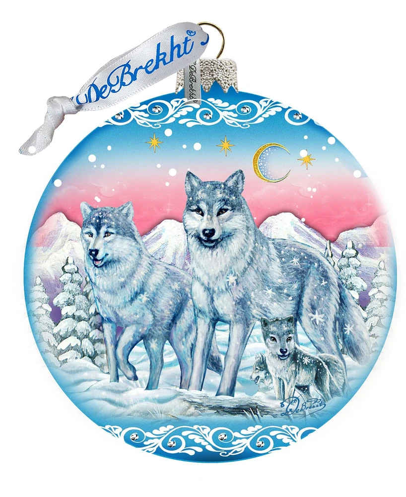 G.DeBrekht Limited Edition Oversized Guardian of Spirituality Wolves Glass Ball Ornament