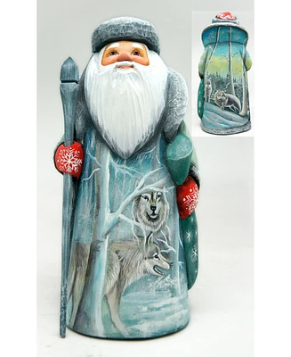 G.DeBrekht Woodcarved and Hand Painted Lost Wolfs Santa Figurine