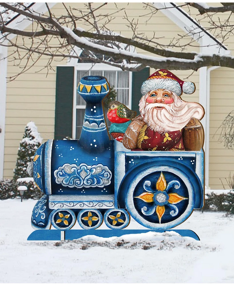 Designocracy Train Ride Santa Free Standing Garden Decor