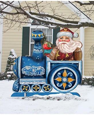 Designocracy Train Ride Santa Free Standing Garden Decor