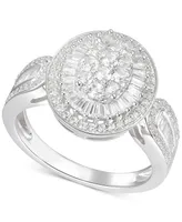 Diamond Oval Cluster Statement Ring (1 ct. t.w.) 14k White Gold