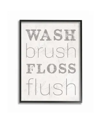Stupell Industries Wash Brush Floss Flush Gray and White Distressed Rustic Look Typography, 16" L x 20" H