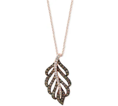 Effy Diamond Feather 18" Pendant Necklace in 14k Rose Gold