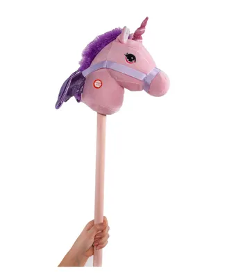 Ponyland Giddy-Up Fantasy 28" Stick Horse Plush, Unicorn with Sound