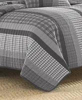 Nautica Gulf Shores Charcoal Cotton Reversible 2-Piece Quilt Set, Twin