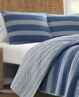 Nautica Saltmarsh Blue Cotton Reversible Quilt Collection