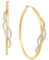 Diamond Twist Medium Twist Hoop Earrings (1/5 ct. t.w.) in 10k Gold, 1.5"