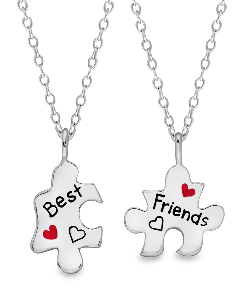 Rhona Sutton 4 Kids Children's Puzzle Pieces Best Friends 2-Piece Necklace Set in Sterling Silver